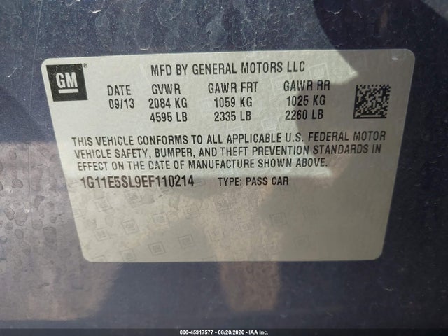 45917577 :رقم المزاد ، 1G11E5SL9EF110214 vin ، 2014 Chevrolet Malibu 2lt مزاد بيع