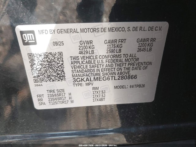 Продаж на аукціоні авто 2026 Gmc Terrain Fwd Elevation, vin: 3GKALMEG6TL280866, номер лоту: 45917638