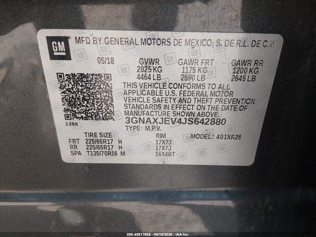 Chevrolet EQUINOX LT 2018 3GNAXJEV4JS642880 Image 9