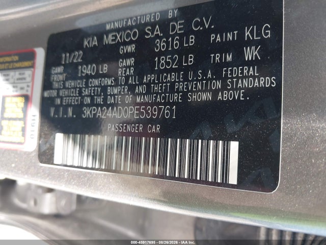 Aukcja sprzedaży 2023 Kia Rio S, vin: 3KPA24AD0PE539761, numer aukcji: 45917695