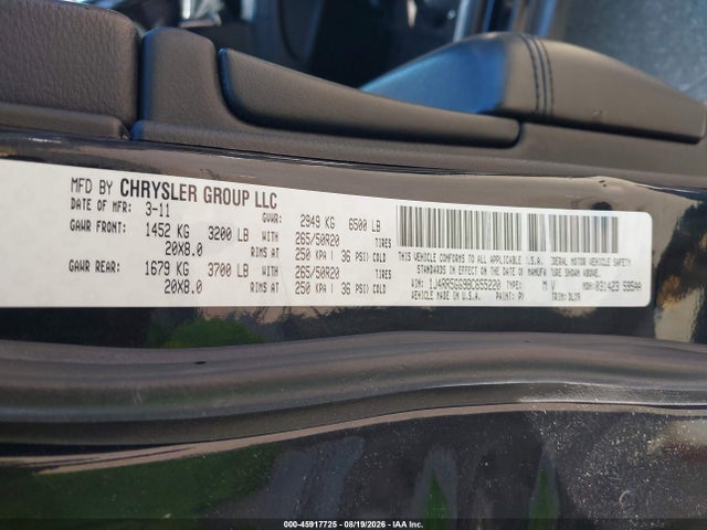 2011 Jeep Grand Cherokee Limited მანქანა იყიდება აუქციონზე, vin: 1J4RR5GG9BC655220, აუქციონის ნომერი: 45917725