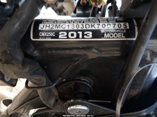 45917731 :رقم المزاد ، JH2MC1303DK700705 vin ، 2013 Honda Cmx250 C مزاد بيع