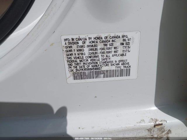 Продаж на аукціоні авто 2008 Honda Ridgeline Rtl, vin: 2HJYK16568H510037, номер лоту: 45917800