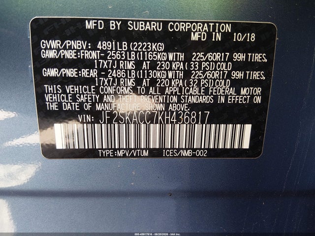 Subaru Forester 2019 JF2SKACC7KH436817 Image 9