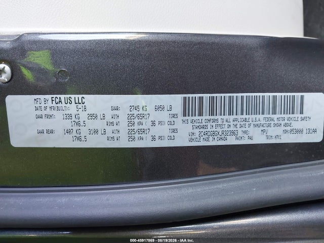 Продажа на аукционе авто 2018 Dodge Grand Caravan Se, vin: 2C4RDGBGXJR323963, номер лота: 45917869