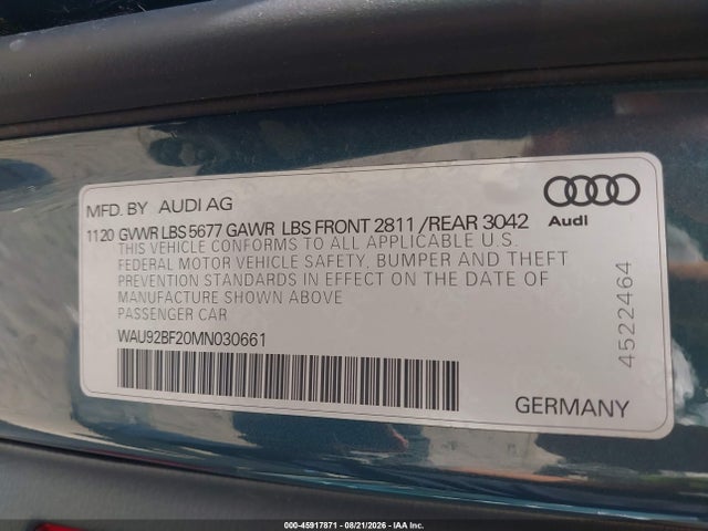 Продажа на аукционе авто 2021 Audi A6 Allroad Prestige 55 Tfsi Quattro S Tronic, vin: WAU92BF20MN030661, номер лота: 45917871