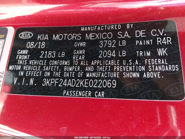 KIA Forte Lxs 2019 3KPF24AD2KE022069 Image 9