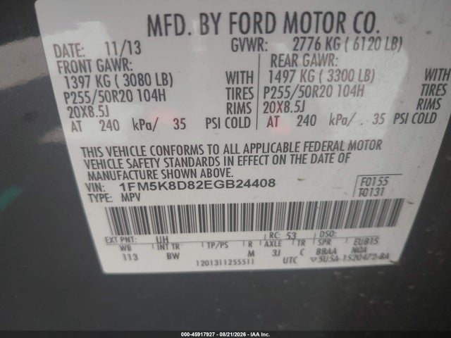 Продажа на аукционе авто 2014 Ford Explorer Xlt, vin: 1FM5K8D82EGB24408, номер лота: 45917927