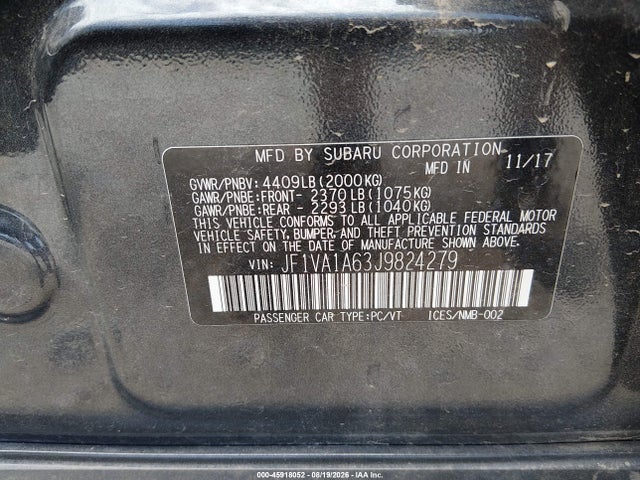 JF1VA1A63J9824279 Subaru WRX