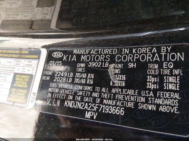 Aukcja sprzedaży 2015 Kia Soul !, vin: KNDJN2A25F7193666, numer aukcji: 45918057