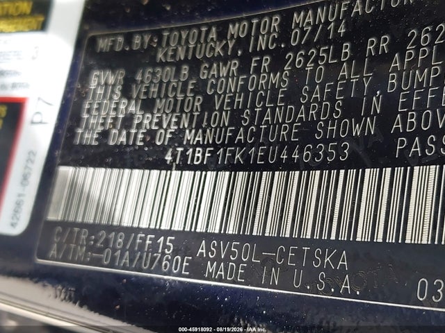 4T1BF1FK1EU446353 Toyota CAMRY SE