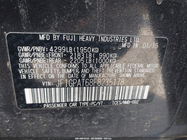 JF1GPAT68F8235178 Subaru Impreza 2.0i Sport Premium