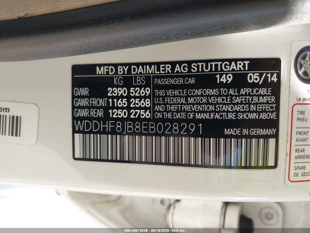 Aukcja sprzedaży 2014 Mercedes-benz E 350 4matic, vin: WDDHF8JB8EB028291, numer aukcji: 45918209