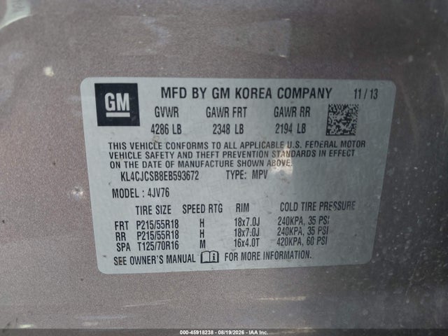 Продаж на аукціоні авто 2014 Buick Encore Leather, vin: KL4CJCSB8EB593672, номер лоту: 45918238