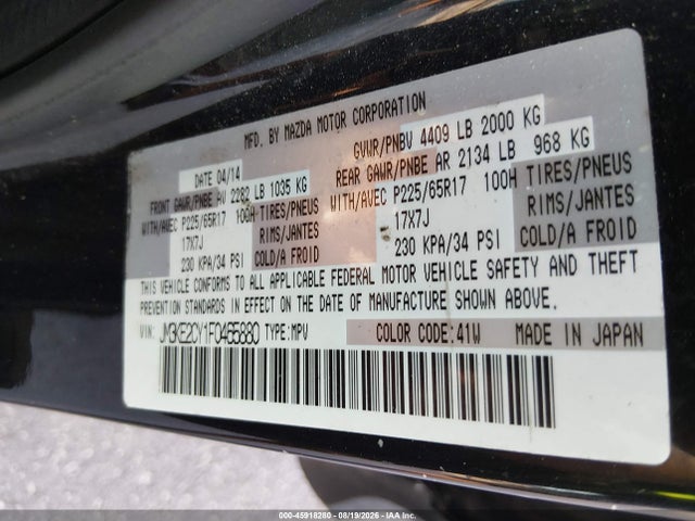 Aukcja sprzedaży 2015 Mazda Cx-5 Touring, vin: JM3KE2CY1F0465880, numer aukcji: 45918280
