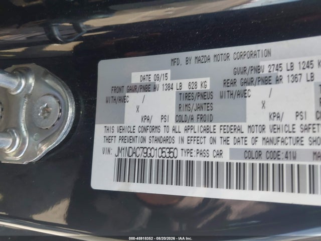 Aukcja sprzedaży 2016 Mazda Mx-5 Miata Club, vin: JM1NDAC79G0105350, numer aukcji: 45918352