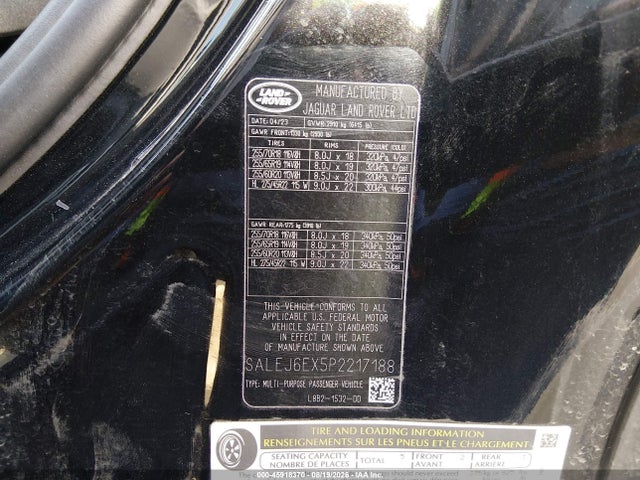 Продаж на аукціоні авто 2023 Land Rover Defender 90 S, vin: SALEJ6EX5P2217188, номер лоту: 45918370