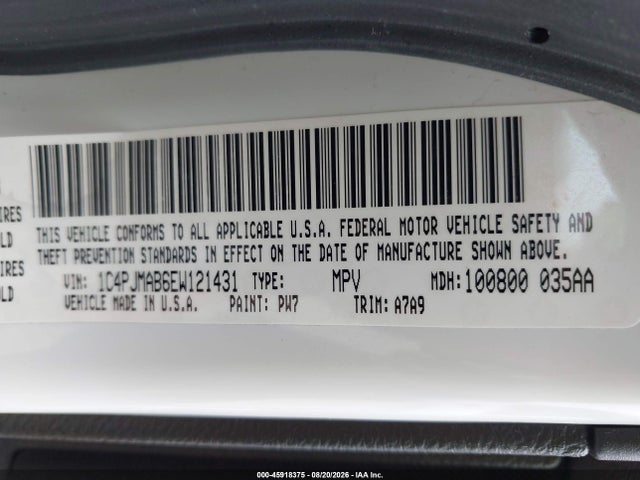 2014 Jeep Cherokee Sport მანქანა იყიდება აუქციონზე, vin: 1C4PJMAB6EW121431, აუქციონის ნომერი: 45918375