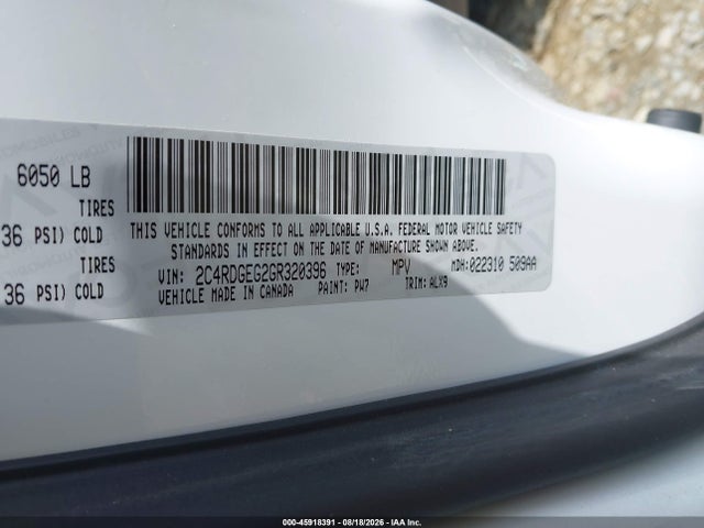 Aukcja sprzedaży 2016 Dodge Grand Caravan R/t, vin: 2C4RDGEG2GR320396, numer aukcji: 45918391