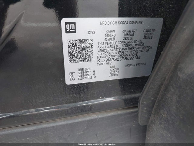 Продажа на аукционе авто 2023 Chevrolet Trailblazer Fwd Lt, vin: KL79MPS25PB092186, номер лота: 45918444