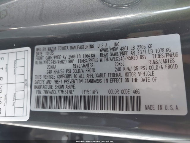 45918568 :رقم المزاد ، 7MMVABDL7TN454787 vin ، 2026 Mazda Cx-50 2.5 S Premium مزاد بيع