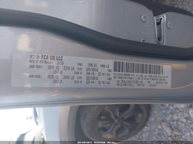 45918615 :رقم المزاد ، 3C4NJCBBXKT731253 vin ، 2019 Jeep Compass Altitude Fwd مزاد بيع