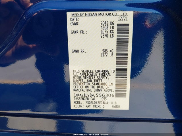 Nissan Leaf Sv 40 Kwh 2022 1N4AZ1CV3NC556306 Image 9