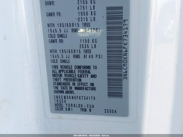Продажа на аукционе авто 2015 Nissan Nv200 S, vin: 3N6CM0KN6FK734179, номер лота: 45918816