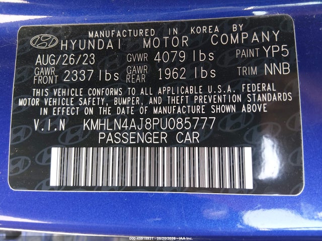Продажа на аукционе авто 2023 Hyundai Elantra Hybrid Limited, vin: KMHLN4AJ8PU085777, номер лота: 45918931