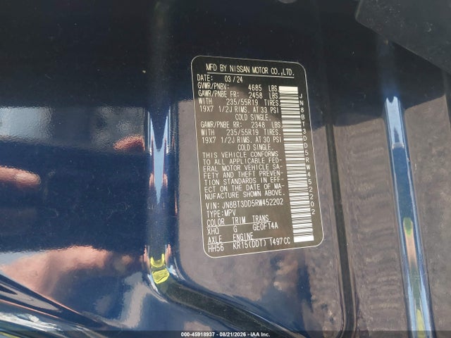 Продажа на аукционе авто 2024 Nissan Rogue Platinum Intelligent Awd, vin: JN8BT3DD5RW452202, номер лота: 45918937