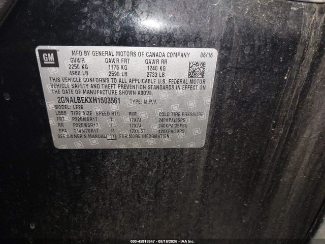 Chevrolet EQUINOX LS 2017 2GNALBEKXH1503561 Image 9