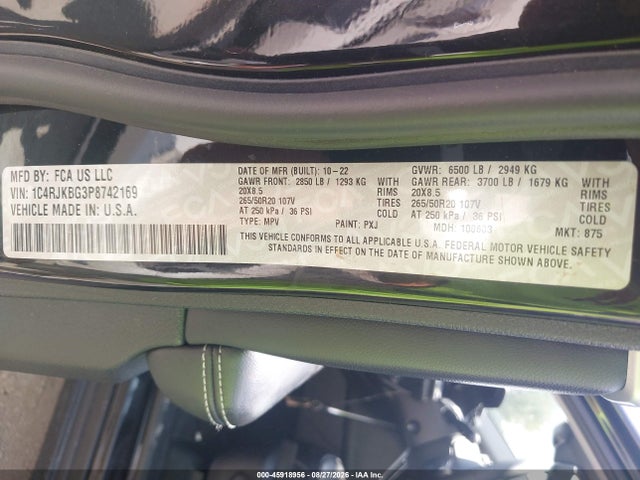 2023 Jeep Grand Cherokee L Limited 4x4 მანქანა იყიდება აუქციონზე, vin: 1C4RJKBG3P8742169, აუქციონის ნომერი: 45918956