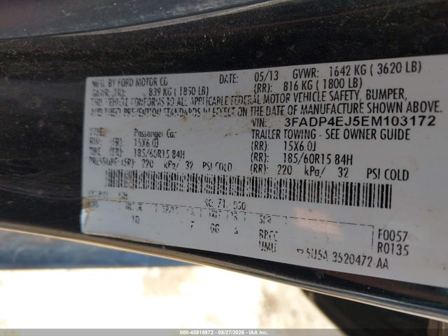 45918972 :رقم المزاد ، 3FADP4EJ5EM103172 vin ، 2014 Ford Fiesta Se مزاد بيع