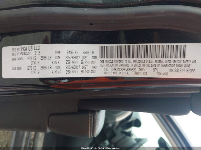 2015 Jeep Cherokee Latitude მანქანა იყიდება აუქციონზე, vin: 1C4PJMCS2FW685821, აუქციონის ნომერი: 45919010