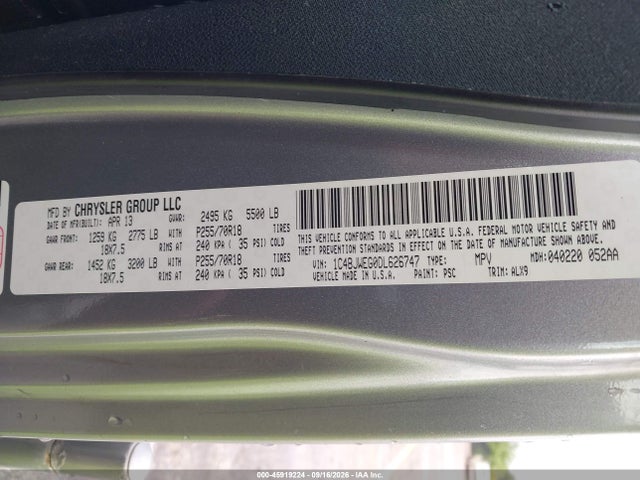Продажа на аукционе авто 2013 Jeep Wrangler Unlimited Sahara, vin: 1C4BJWEG0DL626747, номер лота: 45919224