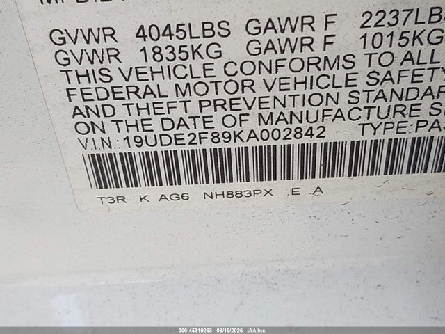 Acura Ilx Premium A-spec Packages/technology A-spec Packages 2019 19UDE2F89KA002842 Image 9