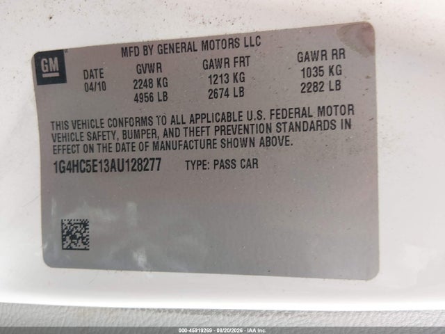 Aukcja sprzedaży 2010 Buick Lucerne Cxl, vin: 1G4HC5E13AU128277, numer aukcji: 45919269