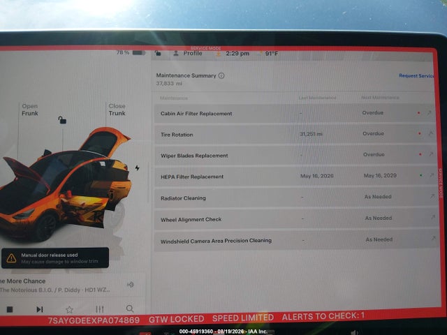 45919360 :رقم المزاد ، 7SAYGDEEXPA074869 vin ، 2023 Tesla Model Y Awd/long Range Dual Motor All-wheel Drive مزاد بيع