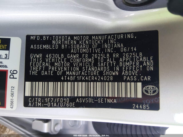 Toyota CAMRY LE 2014 4T4BF1FK4ER424028 Image 9