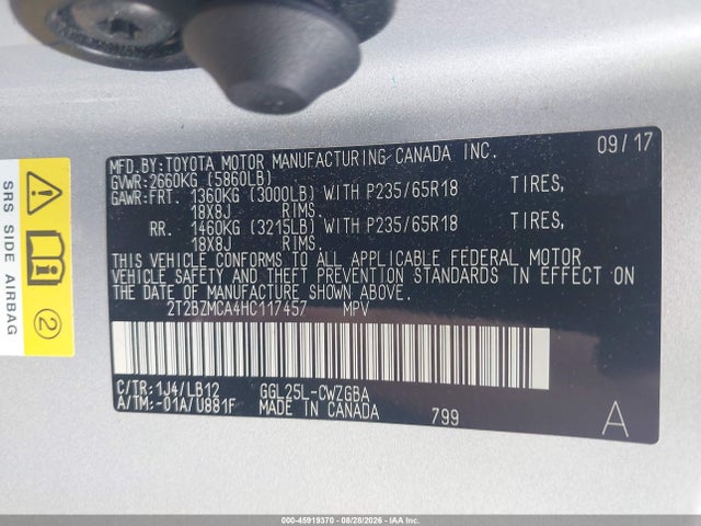Продаж на аукціоні авто 2017 Lexus Rx 350, vin: 2T2BZMCA4HC117457, номер лоту: 45919370