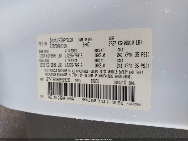 Aukcja sprzedaży 2006 Mitsubishi Raider Duro Cross V8, vin: 1Z7HT32N66S529393, numer aukcji: 45919498