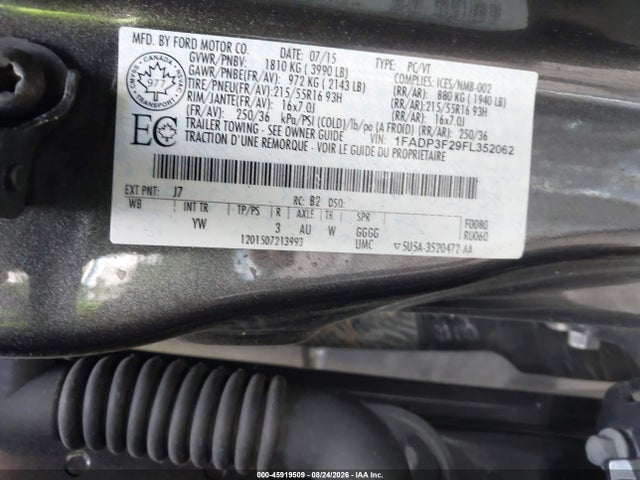 45919509 :رقم المزاد ، 1FADP3F29FL352062 vin ، 2015 Ford Focus Se مزاد بيع