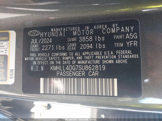 Продажа на аукционе авто 2025 Hyundai Elantra Se, vin: KMHLL4DG7SU862819, номер лота: 45919514