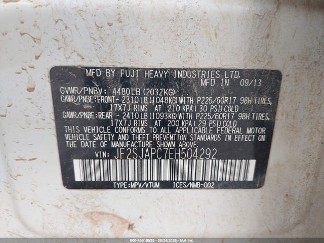 JF2SJAPC7EH504292 Subaru Forester 2.5i Touring
