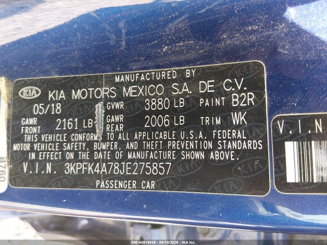 KIA FORTE LX 2018 3KPFK4A78JE275857 Image 9