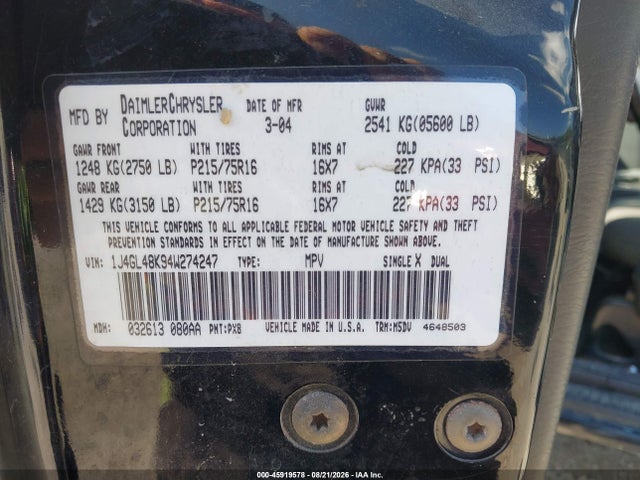 Продаж на аукціоні авто 2004 Jeep Liberty Sport, vin: 1J4GL48K94W274247, номер лоту: 45919578