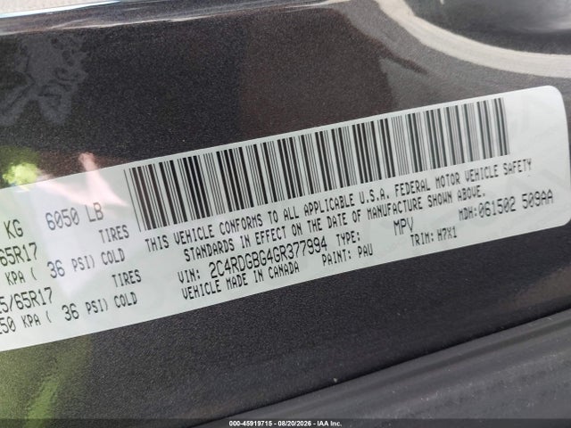 Dodge Grand Caravan American Value Pkg 2016 2C4RDGBG4GR377994 Image 9