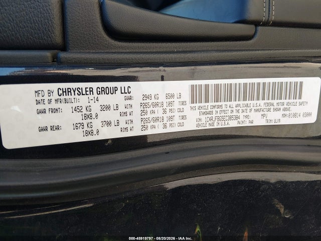 Продажа на аукционе авто 2014 Jeep Grand Cherokee Limited, vin: 1C4RJFBG5EC385384, номер лота: 45919797