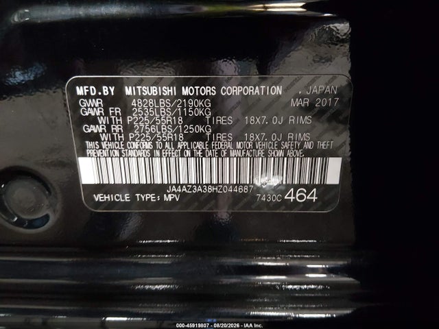 Mitsubishi Outlander Se 2017 JA4AZ3A38HZ044687 Image 9
