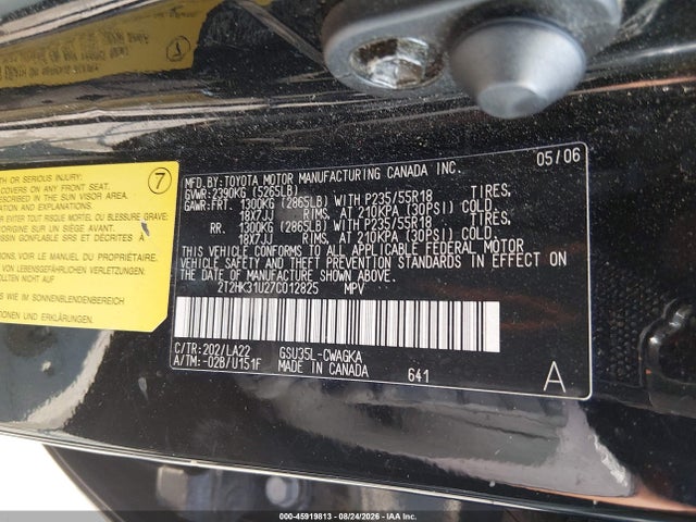 Продаж на аукціоні авто 2007 Lexus Rx 350, vin: 2T2HK31U27C012825, номер лоту: 45919813